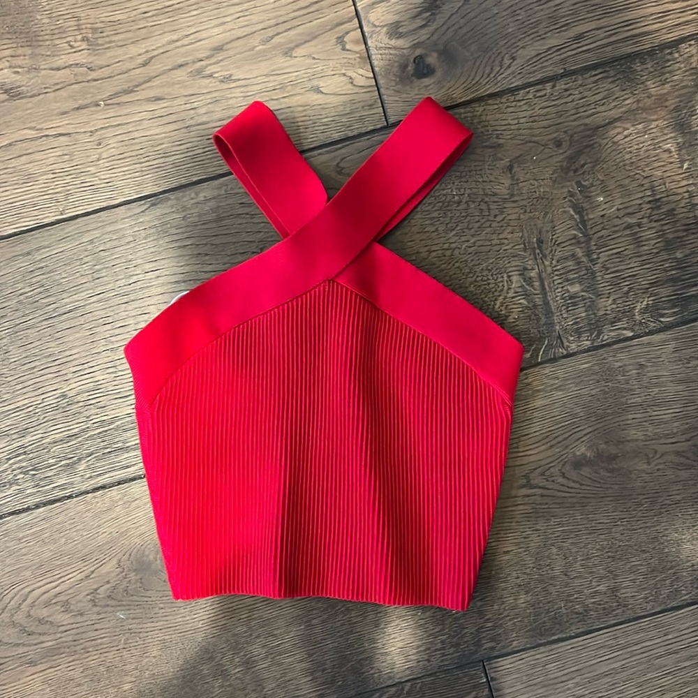 Aritzia Babaton Sculpt Knit Criss Cross Cropped Tank